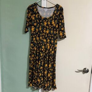 LuLaRoe Nicole Large L Floral Print Dress EUC Like New!